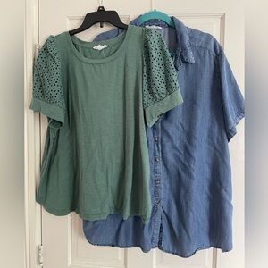 Jane + Delancey Bundle of 2 Shortsleeve Shirts 1X